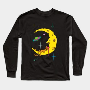 Cat Sleeping on the Moon Long Sleeve T-Shirt